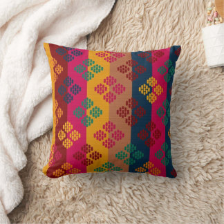 Coussin Multicolor Ikat Geometric Decorative Pillow