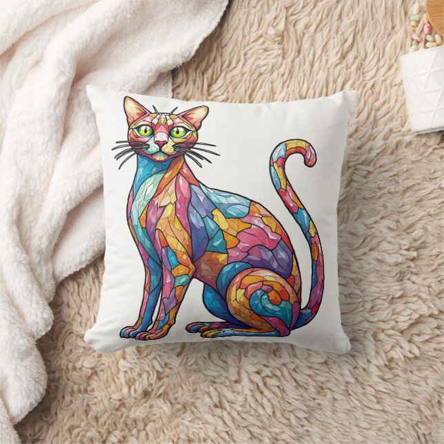 Coussin Multicolor Mosaic drôle Chat 756 (Couverture)