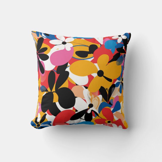 Coussin Multicolor Vibrant Floral Moderne Maison Déco Cush (Recto)