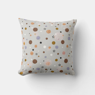 Coussin Multicolored polka dots on gray.