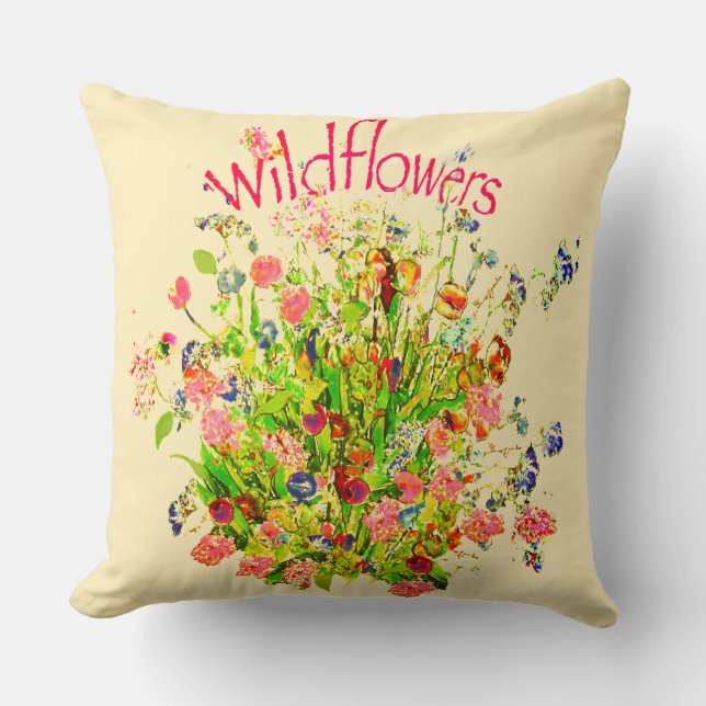 Coussin Multicolored Wildflowers Text (Recto)