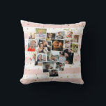 Coussin Multiphoto Collage forme coeur mignonne famille<br><div class="desc">Veuillez sélectionner plusieurs photos de la famille pour créer ce coussin magnifique. Le collage photo forme une forme de coeur représentant l'amour que vous ressentez l'un pour l'autre. L'arrière - plan a des rayures roses et blanches délicates et des effets de parties scintillant or. Si vous souhaitez supprimer l'arrière -...</div>
