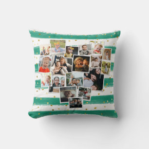 Coussin Multiphoto Collage forme coeur mignonne famille