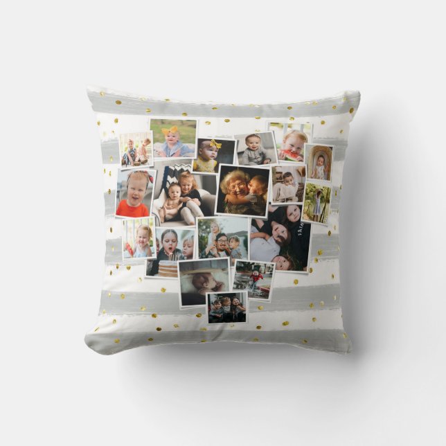 Coussin Multiphoto Collage forme coeur mignonne famille (Recto)