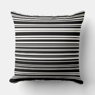 Coussin Multitudes de rayures noires et blanches inégales
