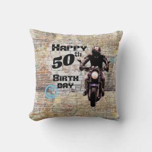 Coussin Mur de briques de style industriel grunge de moto 