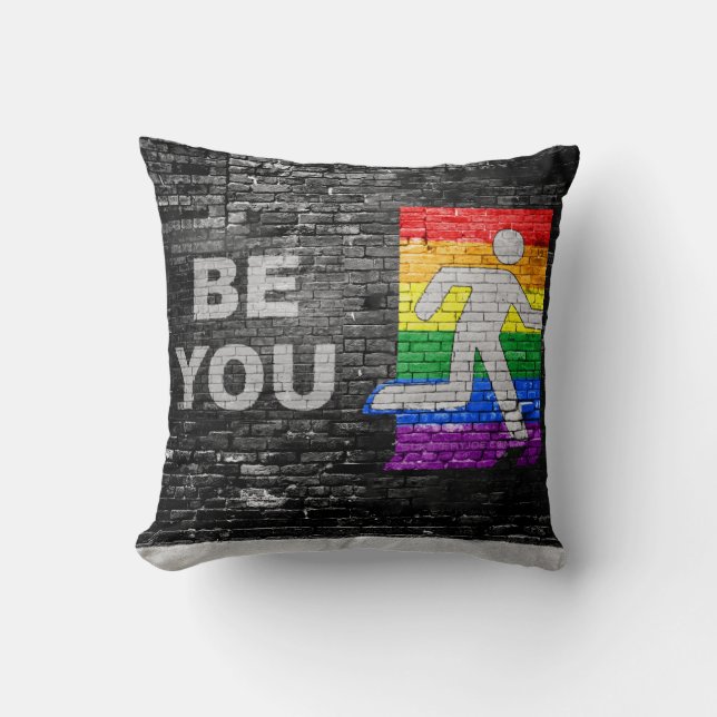 Coussin Mur de briques Sois Toi SlipperyJoe's personnage b (Recto)