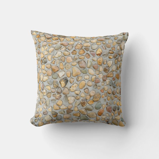 Coussin Mur de galets rustique (Recto)