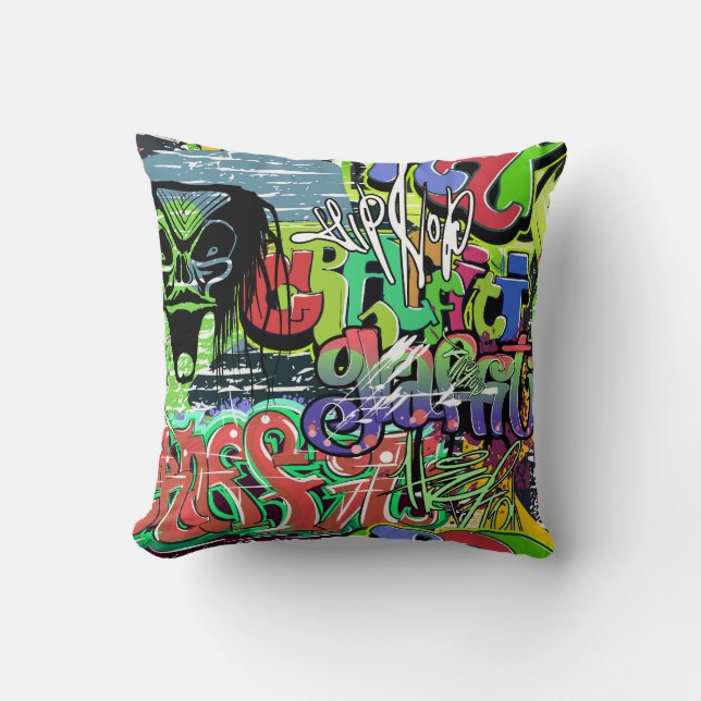 Coussin Mur de graffitis : Hip hop urbain (Recto)