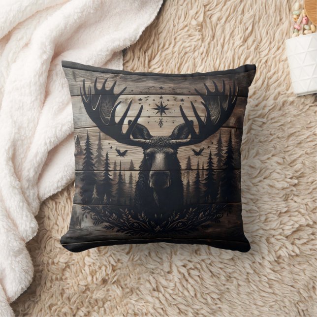 Coussin Mur d'orignal Majestic Art avec Arrière - plan de  (Couverture)