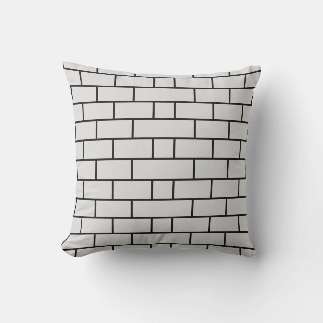 Coussin Mur en brique noir et blanc (Recto)
