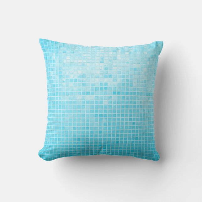 Coussin Mur et carrelage en céramique pastel bleu abstrait (Recto)