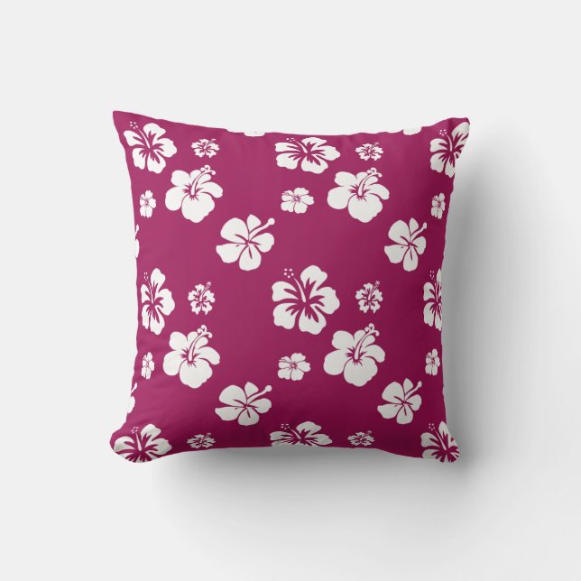 Coussin Mûre et Hibiscus Blanc Tropical (Recto)