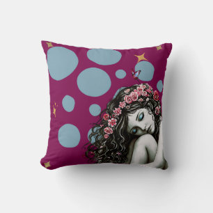 Coussin Muse à couronne florale - Portrait de la nature lu