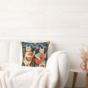 Coussin Musical Cats Folk Art
