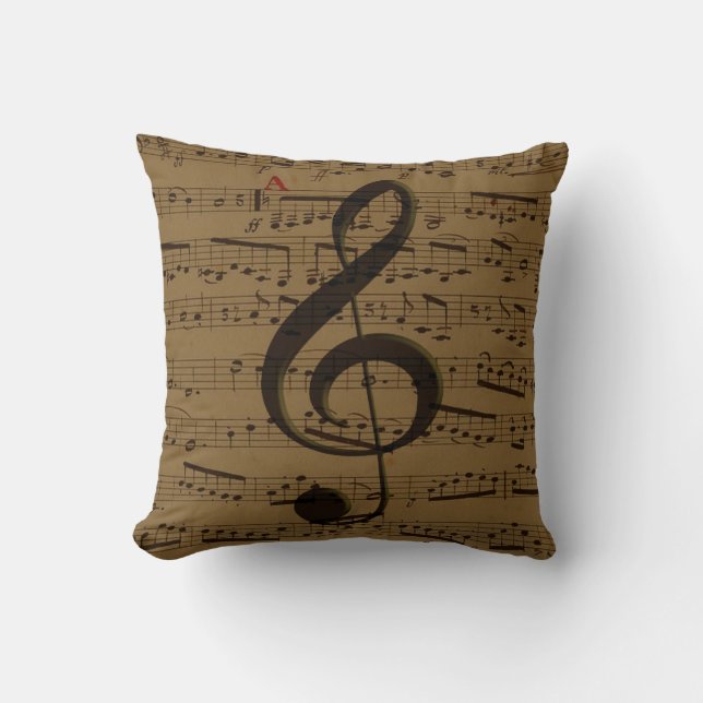 Coussin Musical Treble Clef Sheet Musique Classique (Recto)