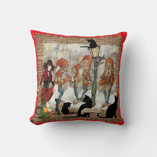 Coussin Musiciens dans le vieux Amsterdam pendant Noël (Recto)