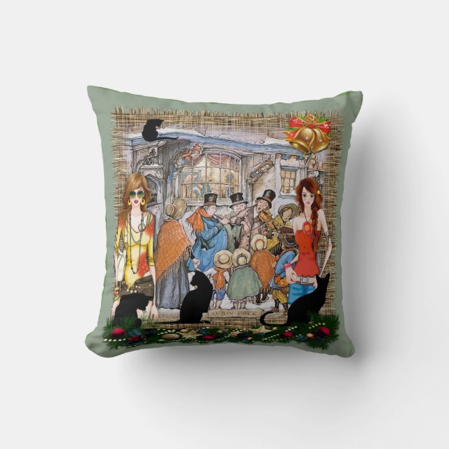 Coussin Musiciens dans le vieux Amsterdam pendant Noël (Recto)