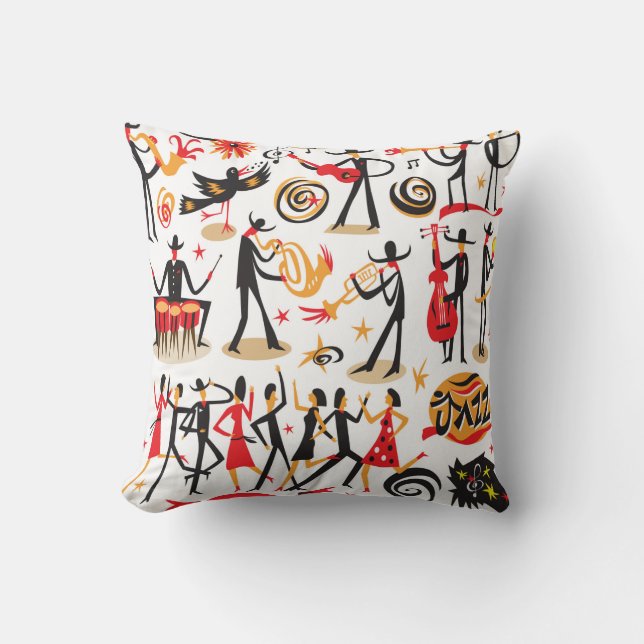 Coussin musiciens de jazz - jeu d'icônes. Isolé sur fond b (Recto)