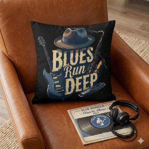 Coussin Musique blues esthétique rétro jazz vintage