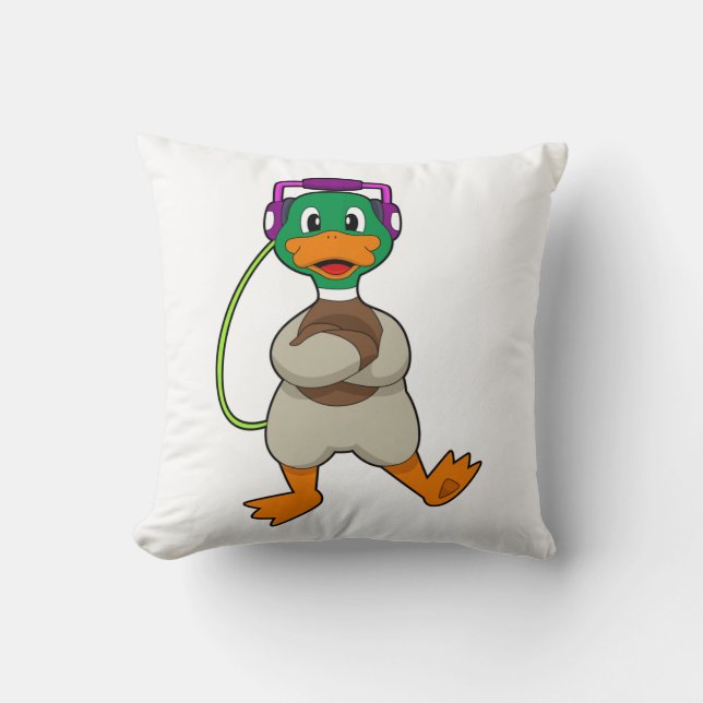Coussin Musique Canard Écouteurs (Recto)