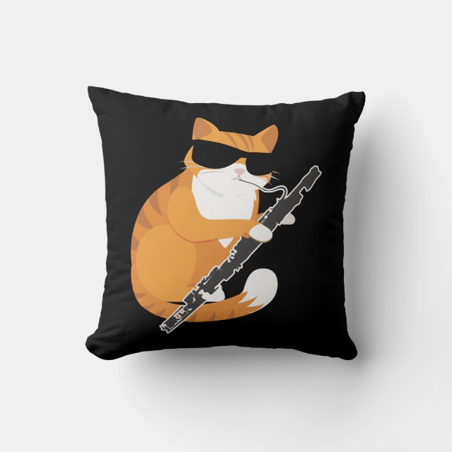 Coussin Musique Cat Sunglasses Bassoonist Museo Bassoon (Recto)