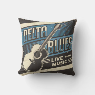 Coussin Musique classique Vintage rétro Delta Blues