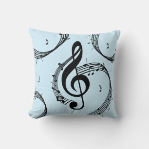 Coussin Musique clé de sol climax bleu
