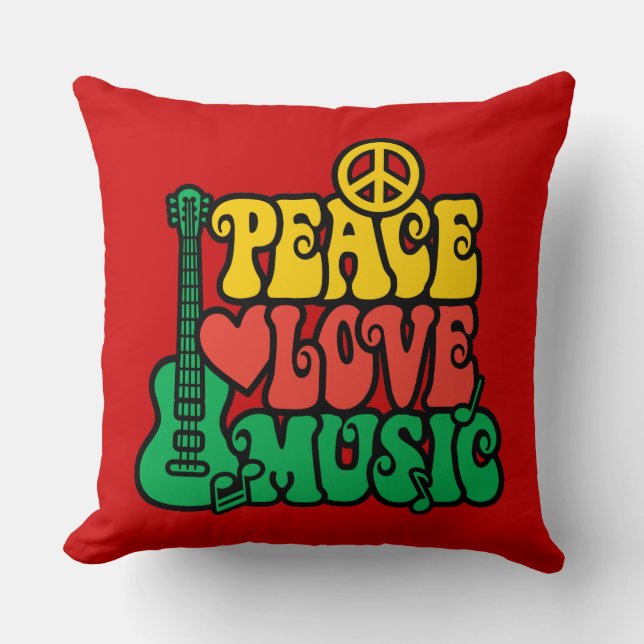 Coussin Musique d'amour de paix de reggae (Recto)