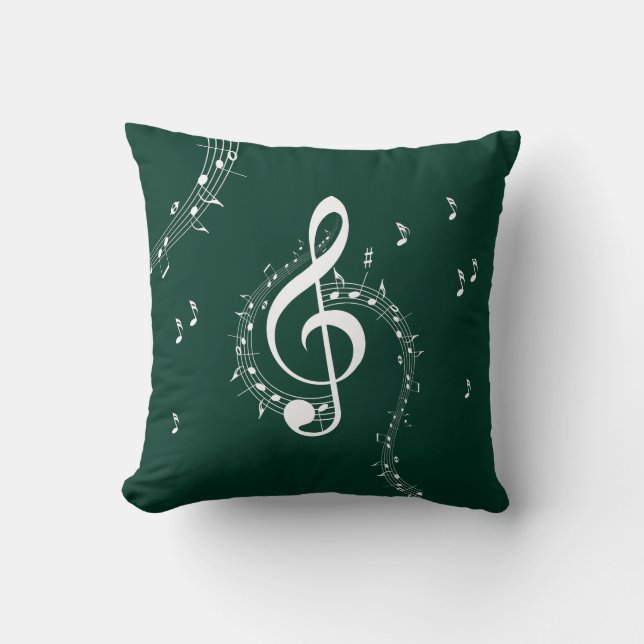 Coussin Musique de clé de sol climax sur un vert émeraude  (Recto)