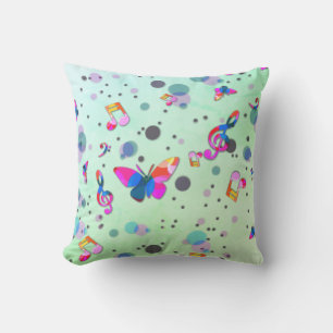 Coussin Musique de danse des couleurs sur le vert
