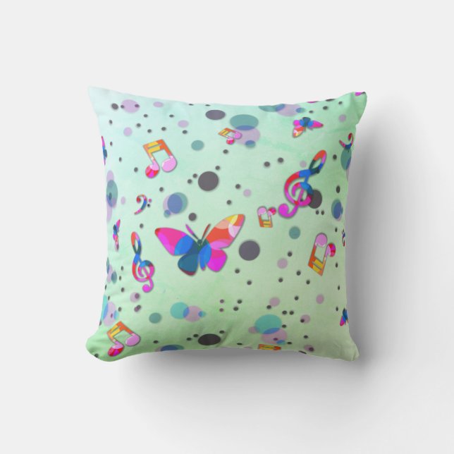 Coussin Musique de danse des couleurs sur le vert (Recto)