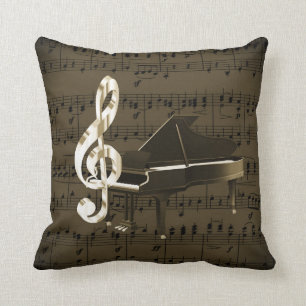 Coussin Musique de feuille de bronze de clef triple d'or