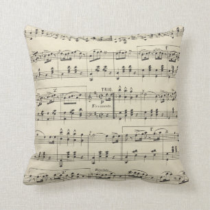 Coussin Musique de feuille vintage