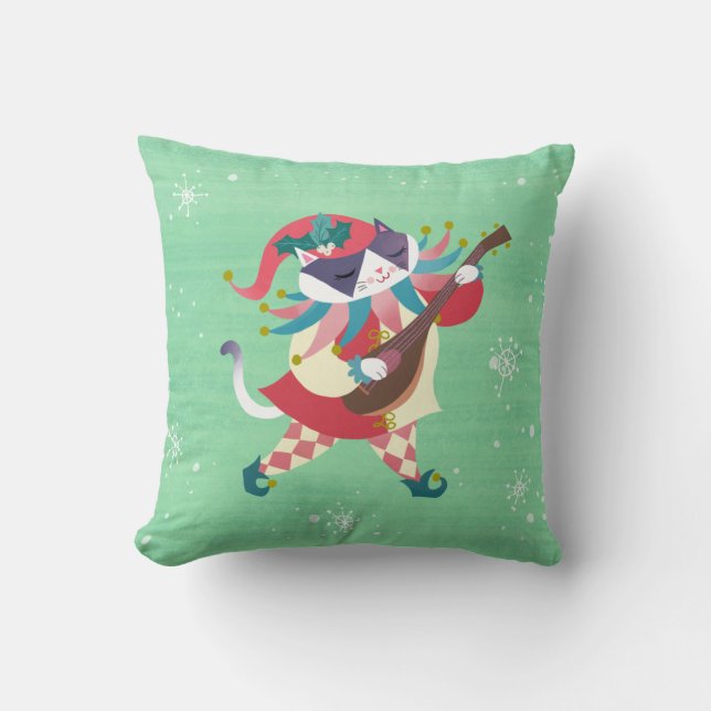 Coussin Musique de Noël Elf Chat Jeu d'oreiller (Recto)