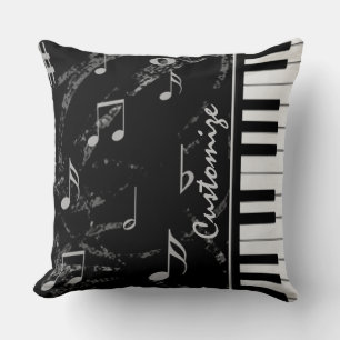 Coussin Musique de piano noir et blanc
