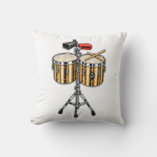 Coussin Musique de Tambour Timbale & Baguettes Croisées Pe