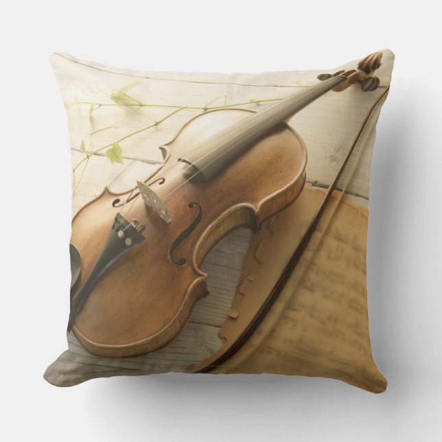 Coussin Musique de violon et de feuille (Recto)
