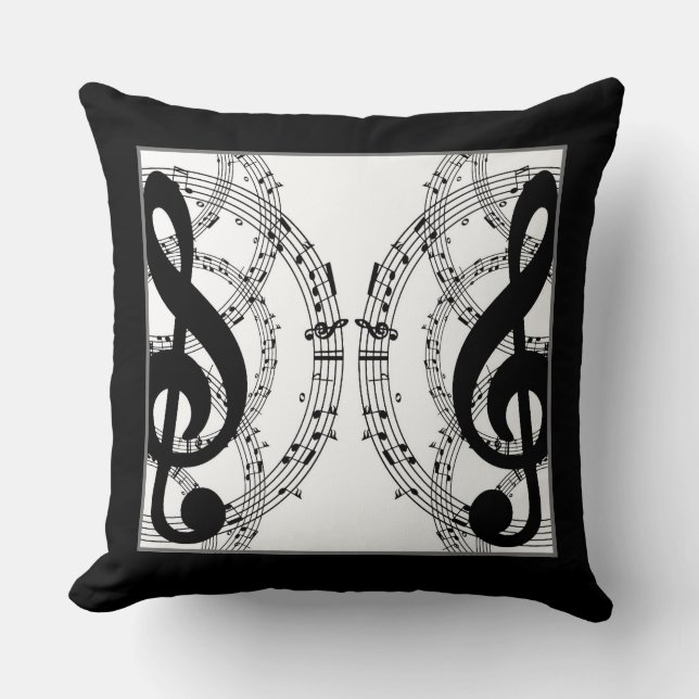 Coussin Musique d'image réversible noir et blanc (Recto)
