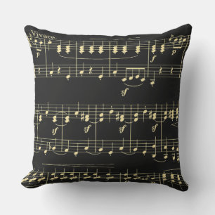Coussin Musique d'or en noir