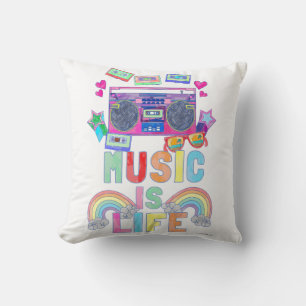 Coussin Musique est la vie amusante Retro Musique Dessin S