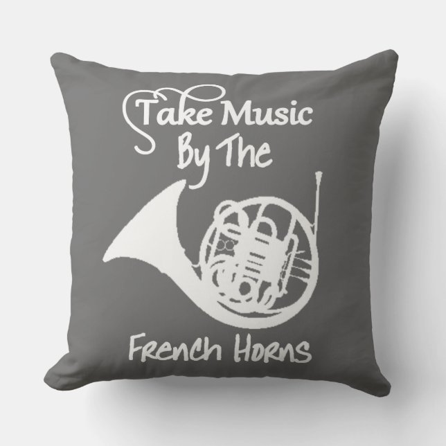 Coussin Musique French Horn Drôle Slogan Graphique (Recto)