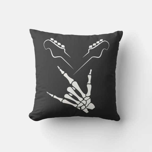 Coussin Musique guitare Lover Rocker Awesome Skeleton Main (Recto)