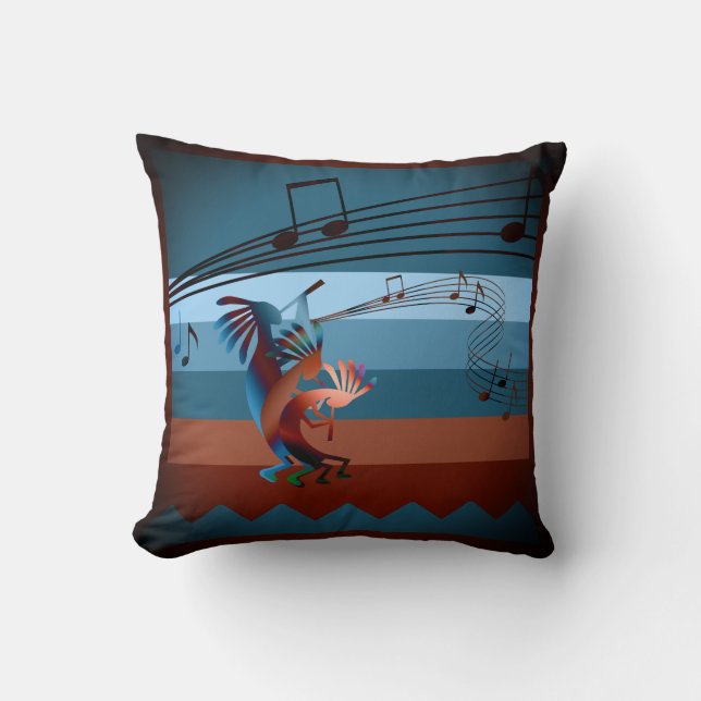Coussin Musique Kokopelli Sud-Ouest 2 16 pouces (Recto)