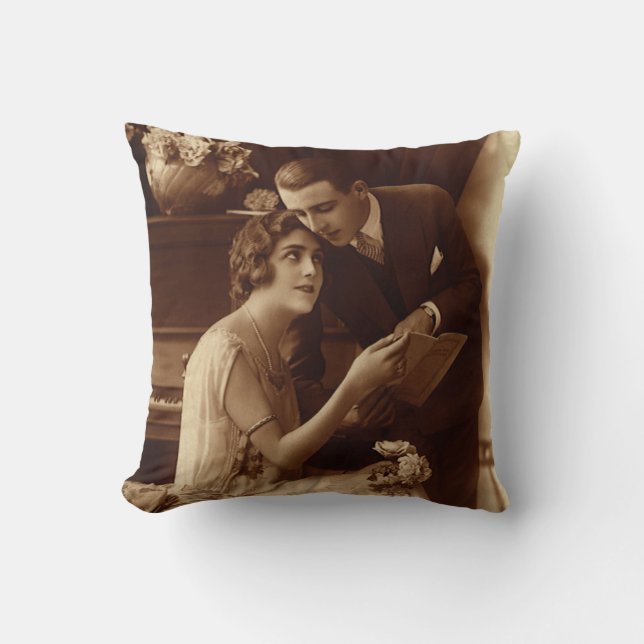 Coussin Musique romantique vintage, Amour et Romance (Recto)
