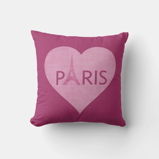 Coussin Musique rose élégante de coeur de Tour Eiffel | (Recto)