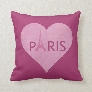 Coussin Musique rose élégante de coeur de Tour Eiffel