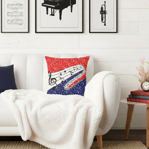 Coussin Musique rouge blanc et bleu