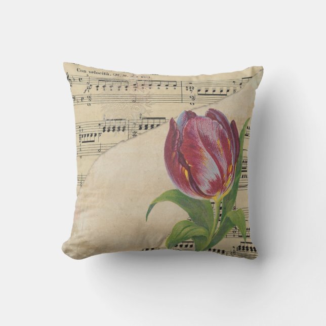 Coussin Musique victorienne vintage Tulips romantiques (Recto)