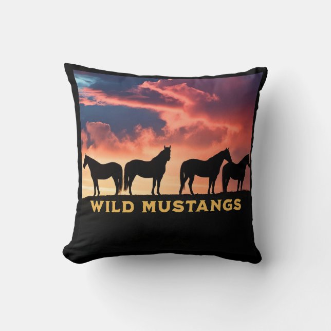 Coussin Mustangs sauvages à l'horizon, Don de l'amoureux d (Recto)